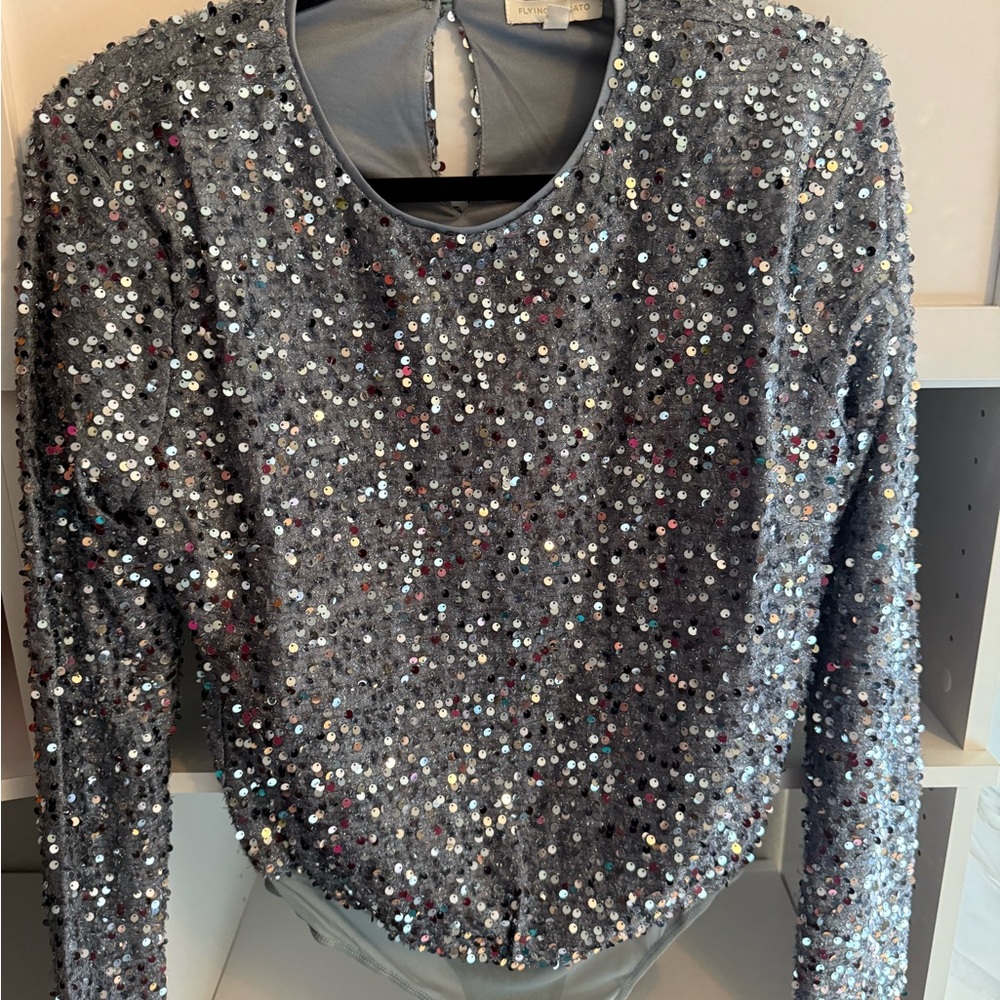 Flying Tomato Silver Sequin Top - image 2